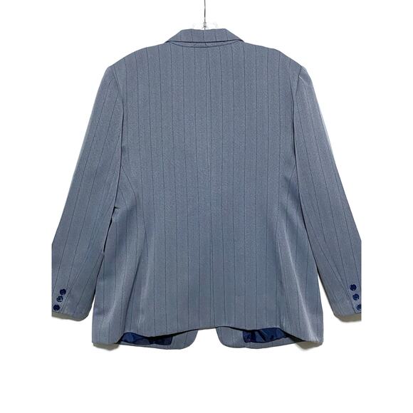Stanley Blacker Blazer One Button Jacket Blue Herringbone Stripe Lined Womens 18 - Picture 2 of 7